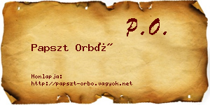 Papszt Orbó névjegykártya